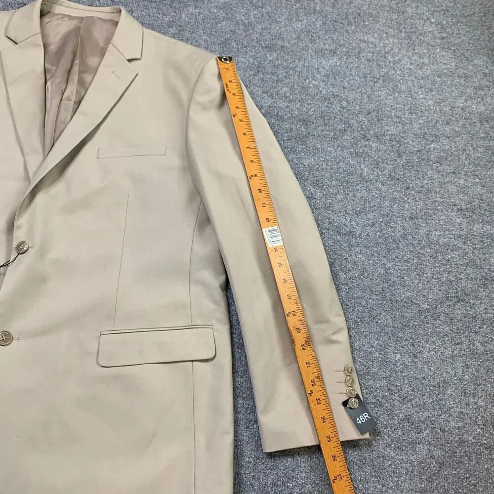 Alain Dupetit Blazer Mens 46R Beige 2 Button Tetron Blend Notch Single Breasted‎